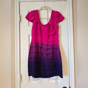 Madison Marcus Ombre Plum Tiered  Dress M
